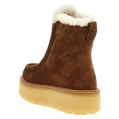 Prada Brown Calfskin Ankle Boots