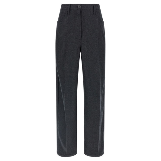 Prada Gray Virgin Wool Casual Pants