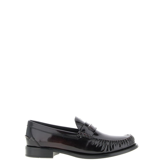 Prada Bordeaux Calfskin Slip-On Loafers