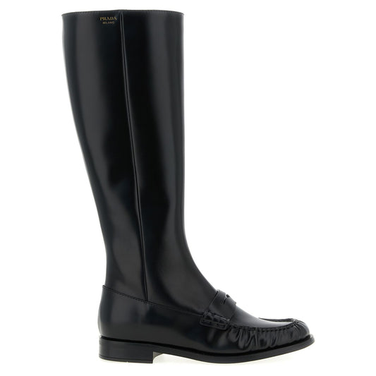 Prada Black Calfskin Over The Knee