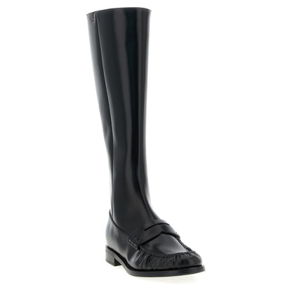 Prada Black Calfskin Over The Knee