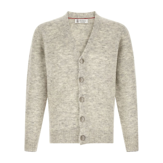 Brunello Cucinelli Gray Alpaca Leather Cardigan