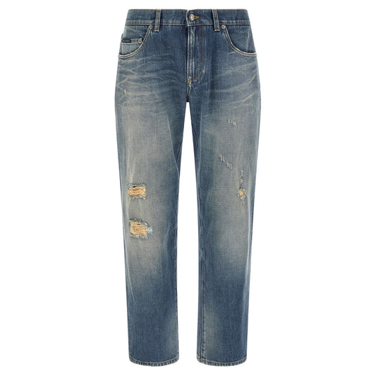 Dolce & Gabbana Blue Cotton Relaxed Fit Jeans