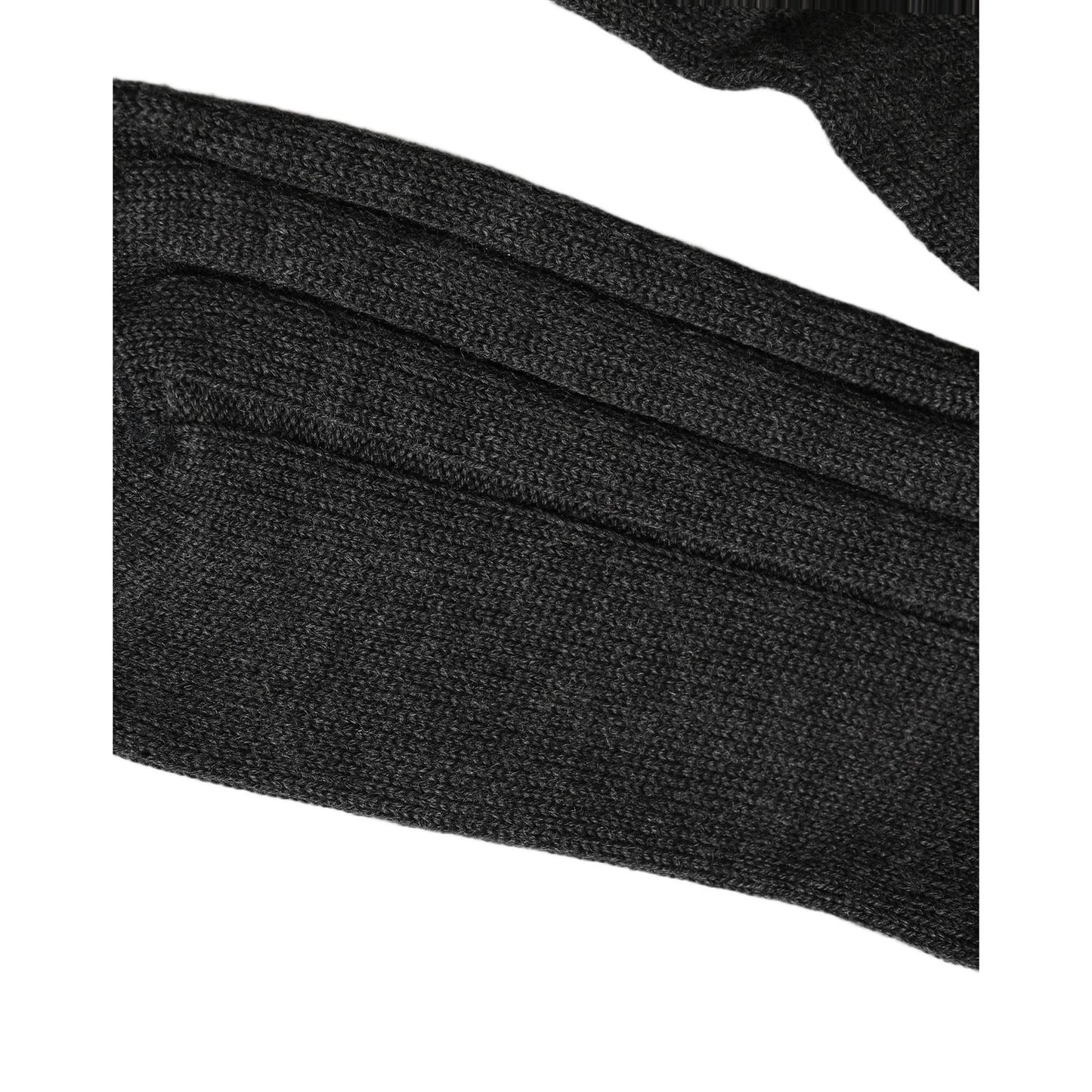Dolce & Gabbana Dark Gray Wool Logo Calf Long Ribbed Accessory Socks