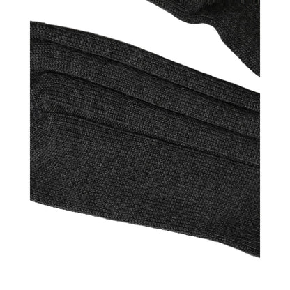 Dolce & Gabbana Dark Gray Wool Logo Calf Long Ribbed Accessory Socks