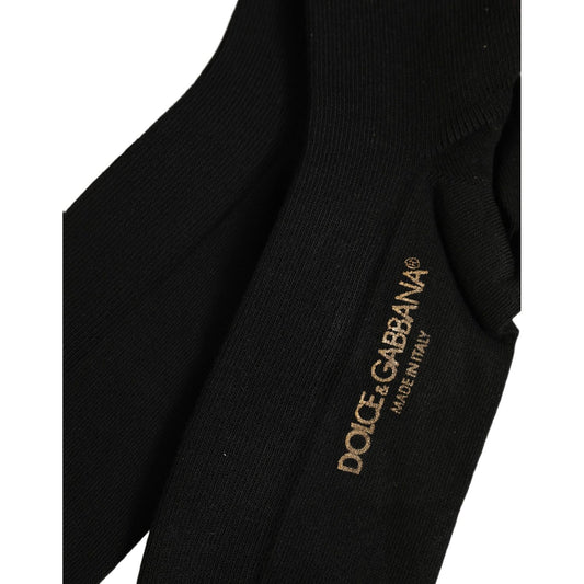 Dolce & Gabbana Black Viscose Logo Over The Calf Accessory Socks