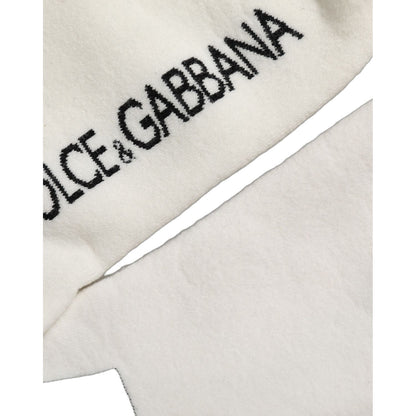 Dolce & Gabbana White Black Cotton Stretch Knee High Socks