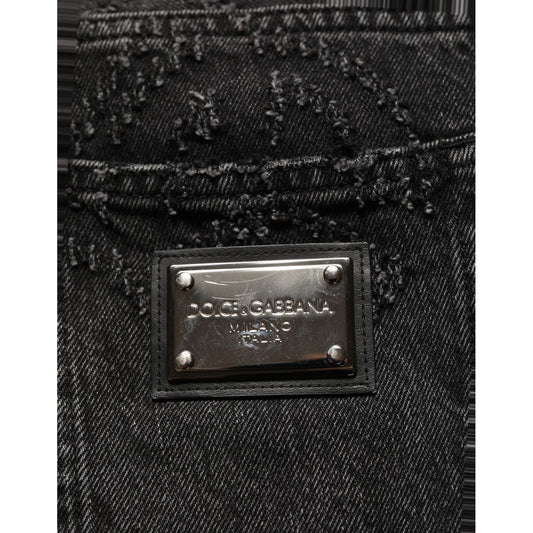 Dolce & Gabbana Dark Gray Cotton WideLeg Oversize Denim Jeans