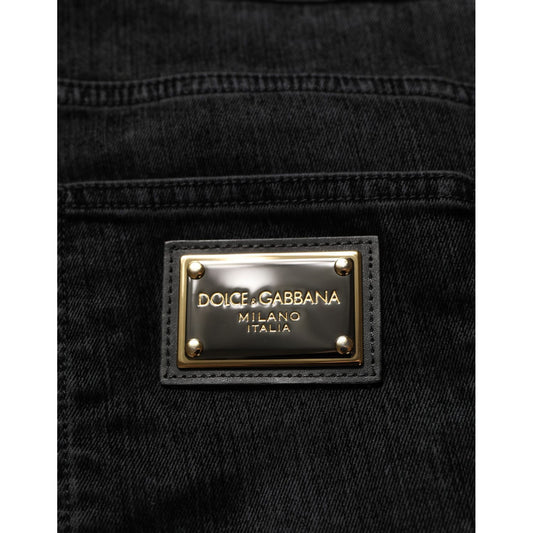 Dolce & Gabbana Black Cotton Relaxed Wide Leg Men Denim Jeans