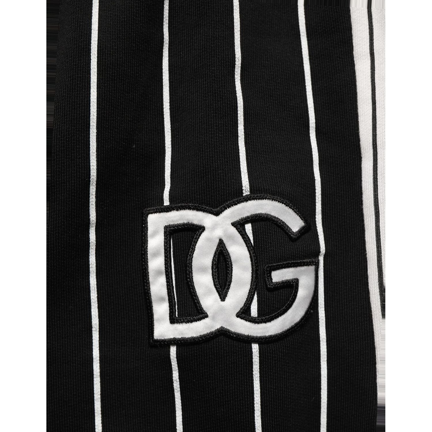 Dolce & Gabbana Black Striped DG Patch Men Sweatpants Pants