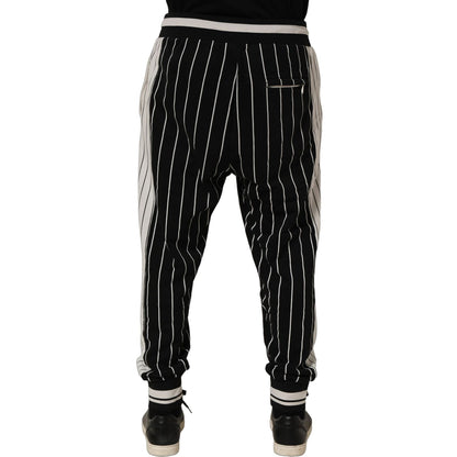 Dolce & Gabbana Black Striped DG Patch Men Sweatpants Pants