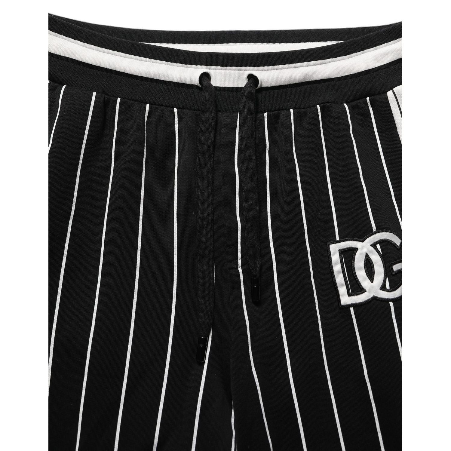 Dolce & Gabbana Black Striped DG Patch Men Sweatpants Pants