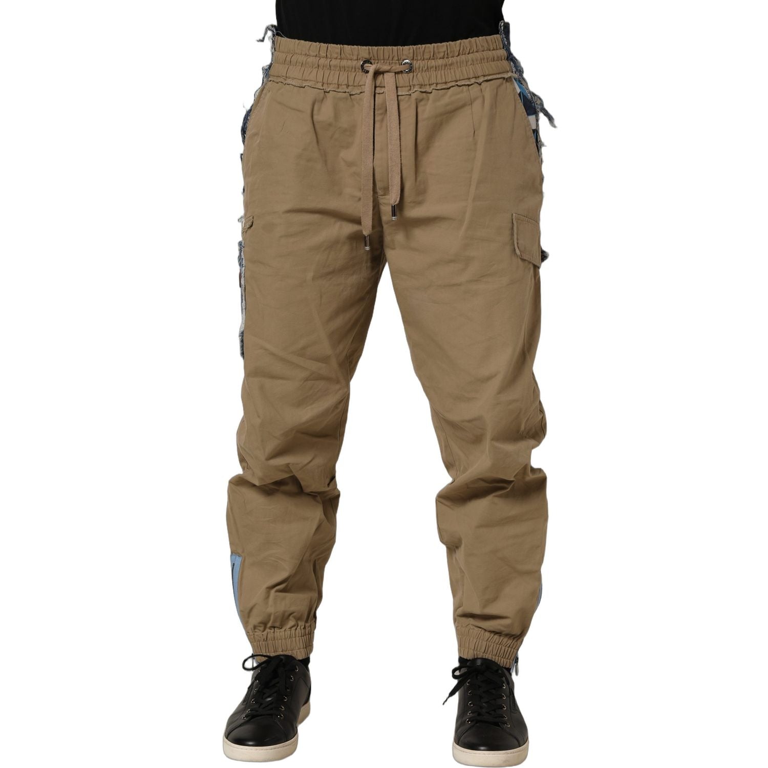 Dolce & Gabbana Beige Cotton Cargo Drawstring Trouser Pants