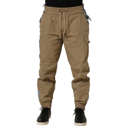 Dolce & Gabbana Beige Cotton Cargo Drawstring Trouser Pants