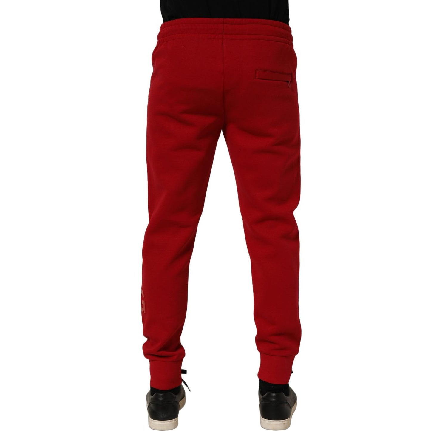 Dolce & Gabbana Red Cotton Drawstring Jogger Men Trouser Pants