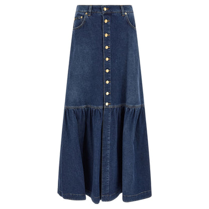 Dolce & Gabbana Blue Cotton Mini Skirt