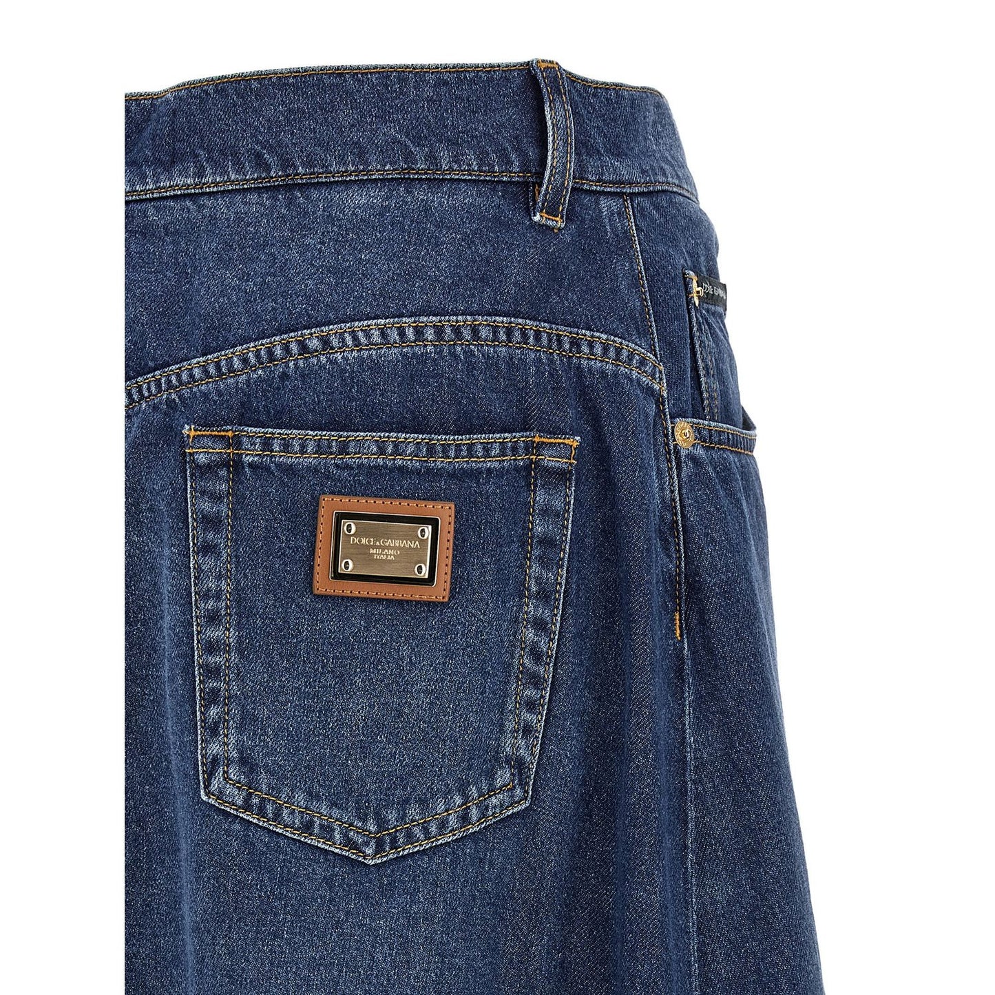 Dolce & Gabbana Blue Cotton Mini Skirt
