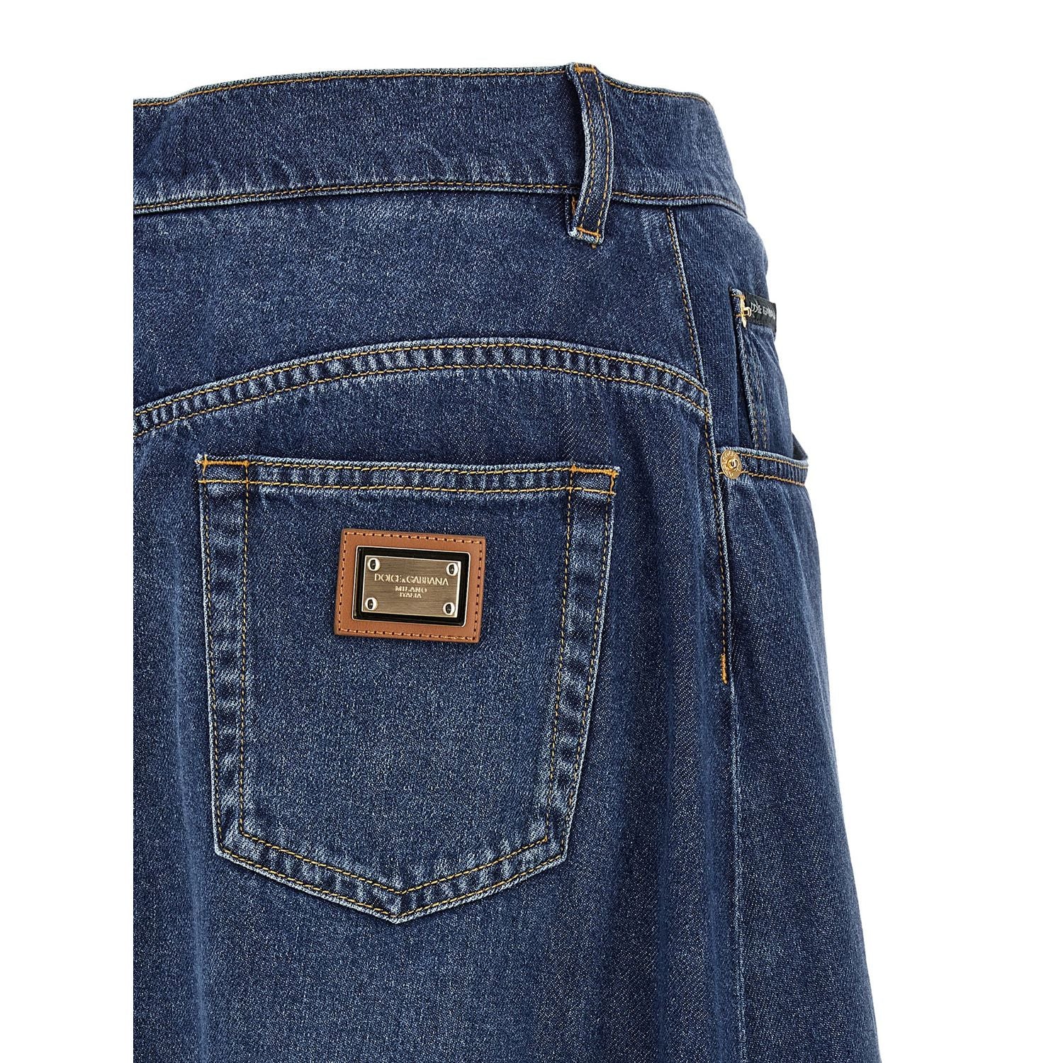 Dolce & Gabbana Blue Cotton Mini Skirt