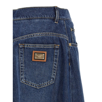 Dolce & Gabbana Blue Cotton Mini Skirt