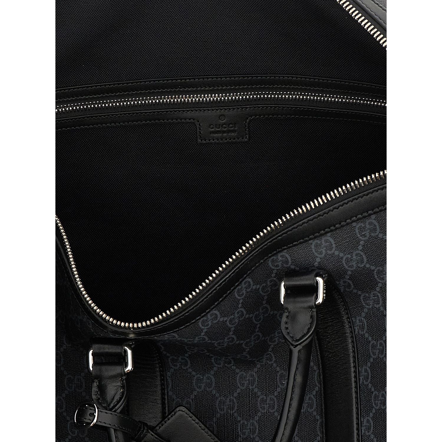 Gucci Black ‘GG Supreme’ Canvas Duffle Bag