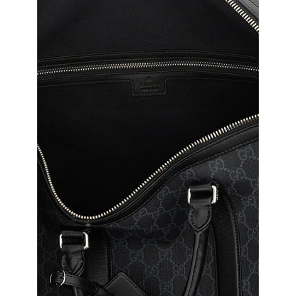 Gucci Black ‘GG Supreme’ Canvas Duffle Bag