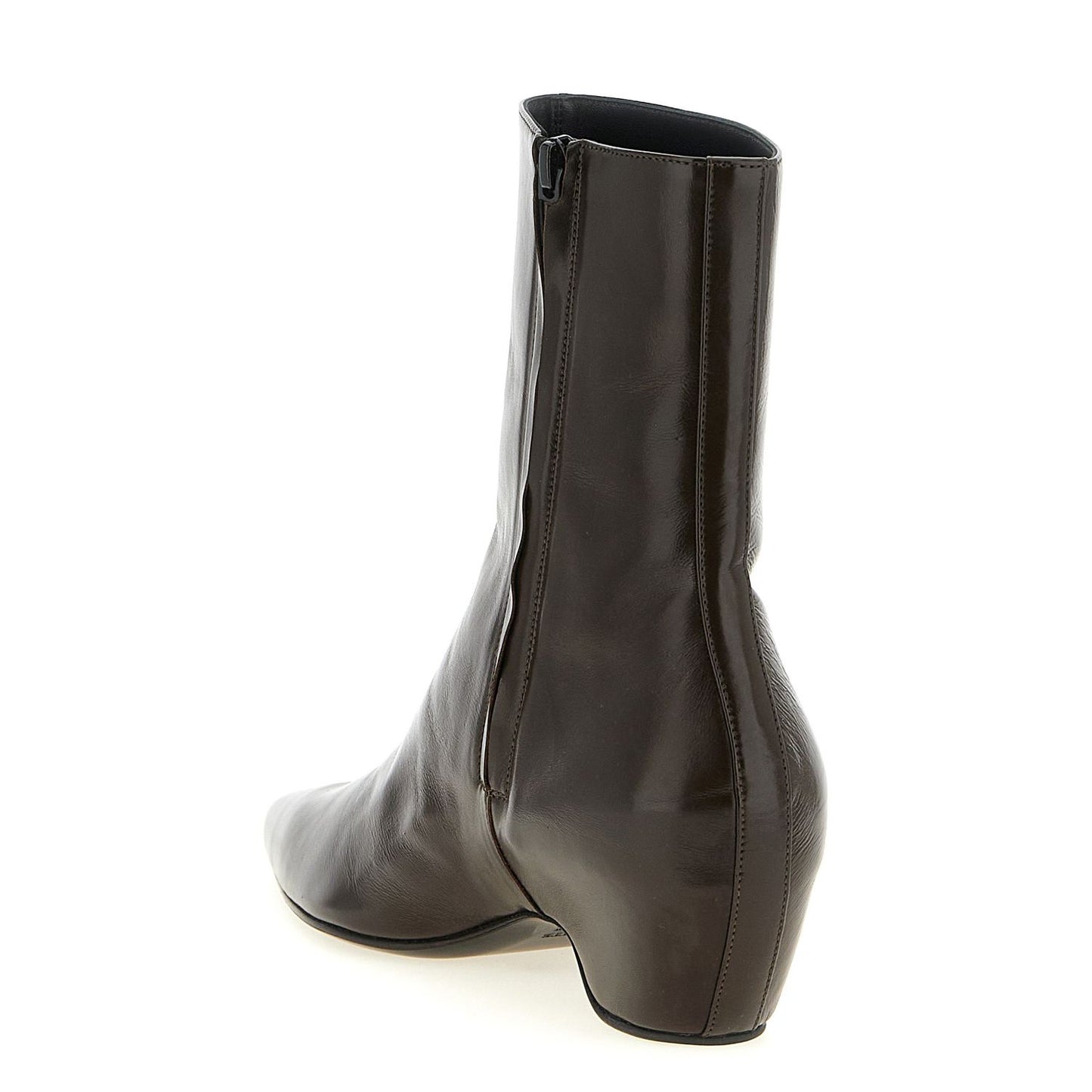 Khaite Brown Calfskin Ankle Boots