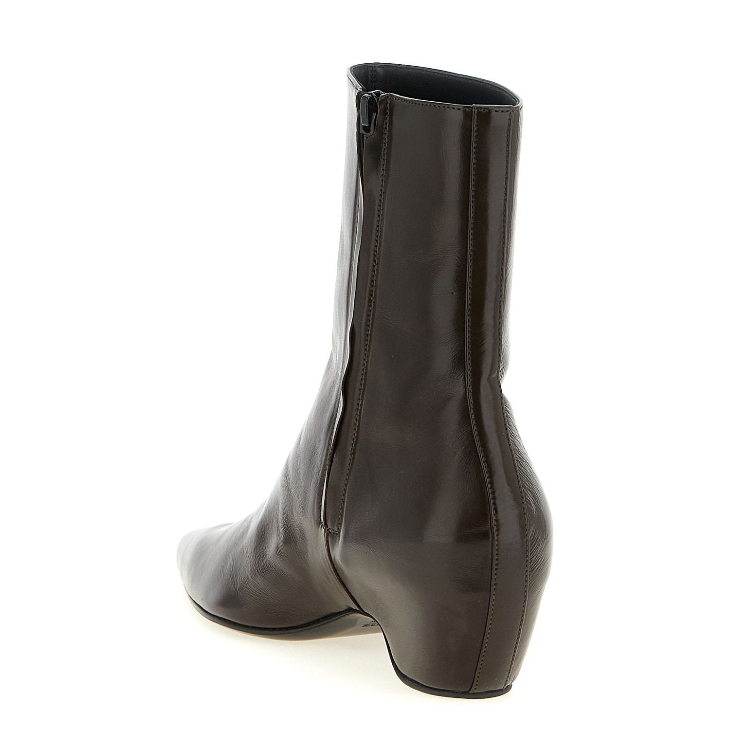 Khaite Brown Calfskin Ankle Boots