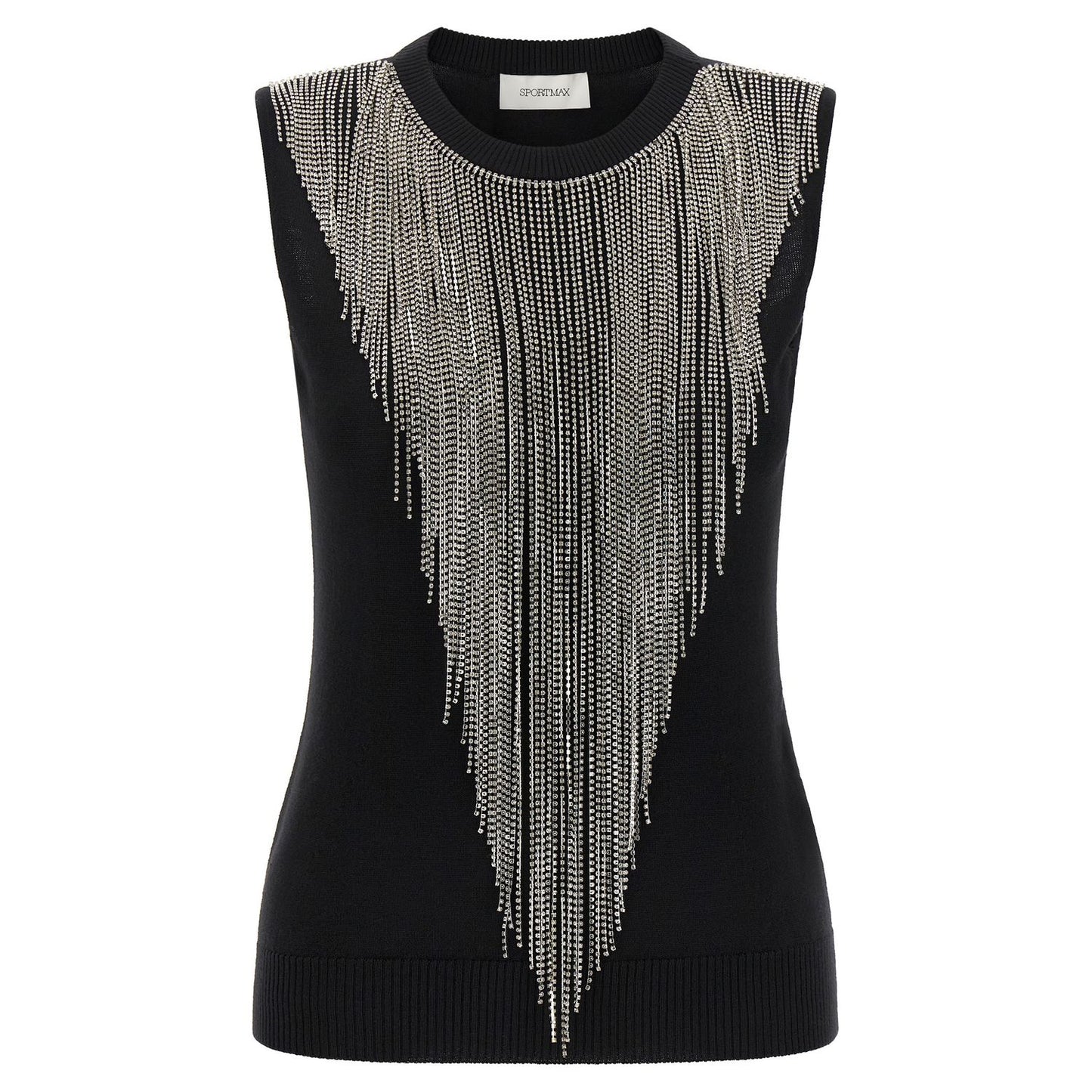 Sportmax Black Virgin Wool Tank Tops