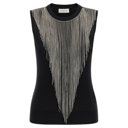 Sportmax Black Virgin Wool Tank Tops