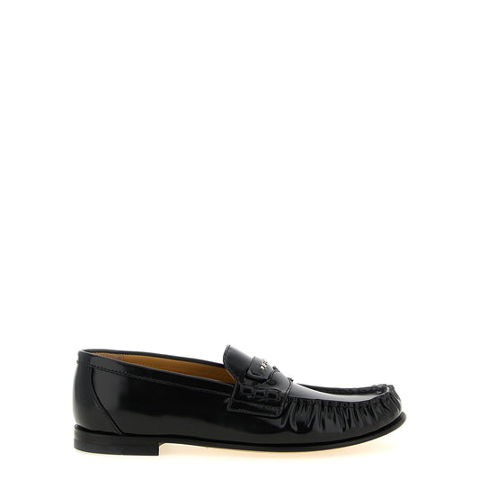 Fendi Black Calfskin Slip-On Loafers