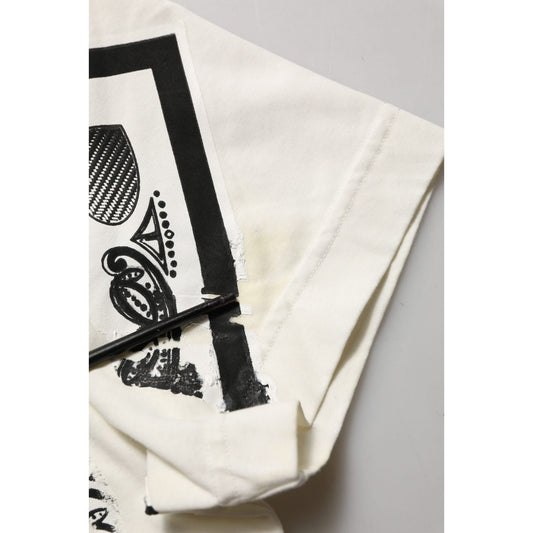 Dolce & Gabbana White Bandana Print Cotton Crew Neck T-shirt