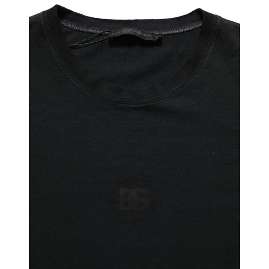 Dolce & Gabbana Black Cotton Short Sleeve Crew Neck T-shirt