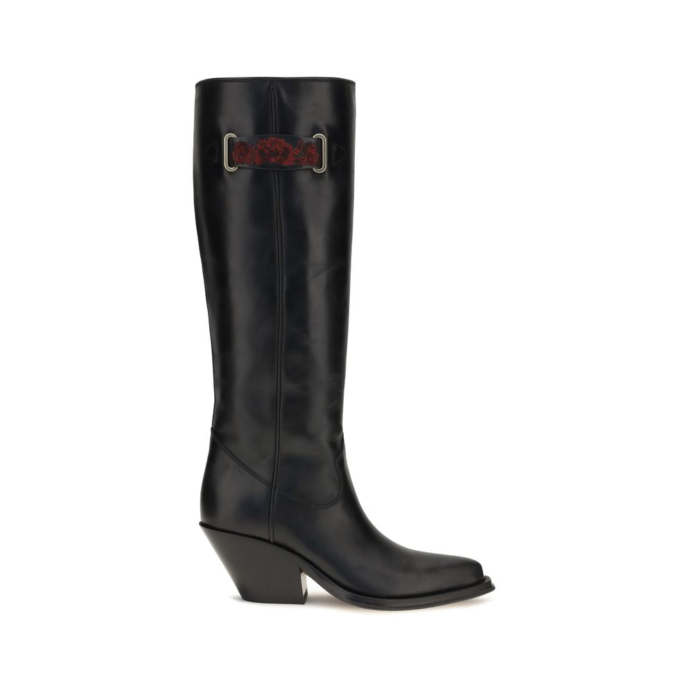 Chloé Black Calf Leather Bos Taurus Over The Knee