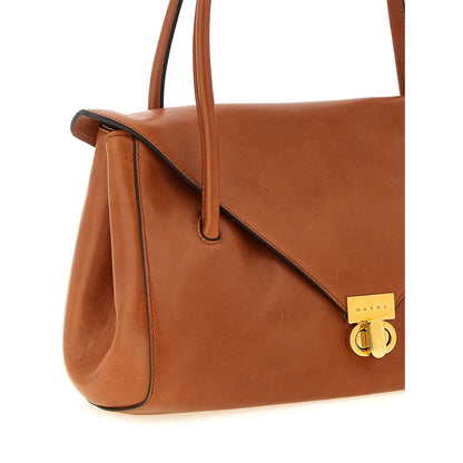 Marni Brown Calfskin Shoulder Bag