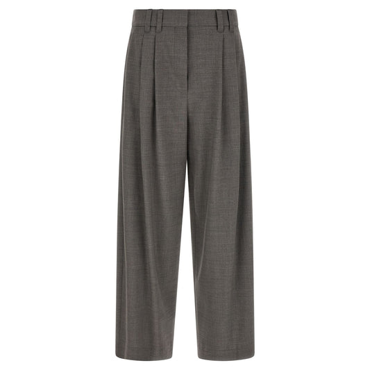 Brunello Cucinelli Gray Virgin Wool Cropped Pants