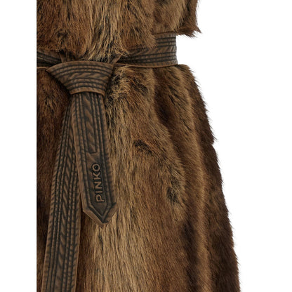PINKO Brown Polyester Sleeveless Jacket