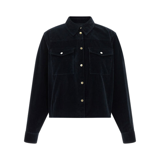 Max Mara Blue Cotton Full-Length Jacket