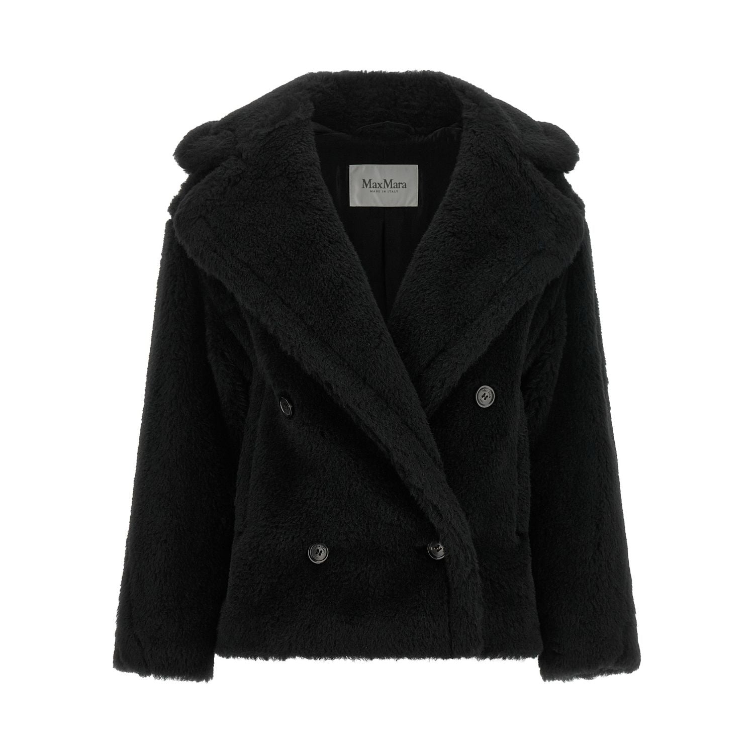 Max Mara Black Alpaca Leather Coat