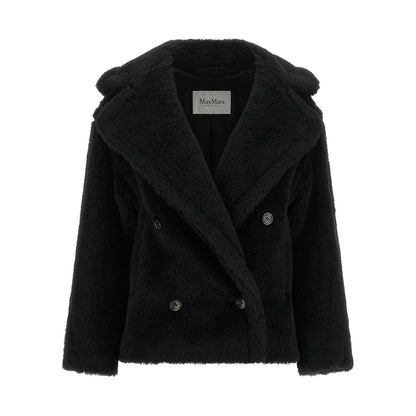 Max Mara Black Alpaca Leather Coat