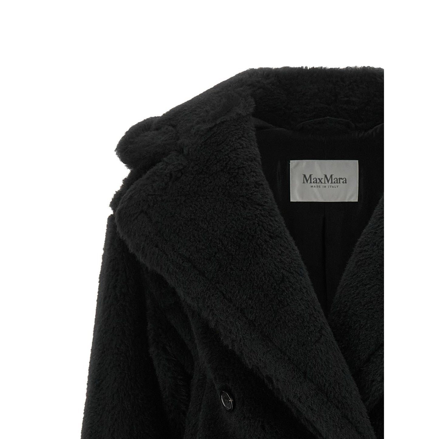 Max Mara Black Alpaca Leather Coat