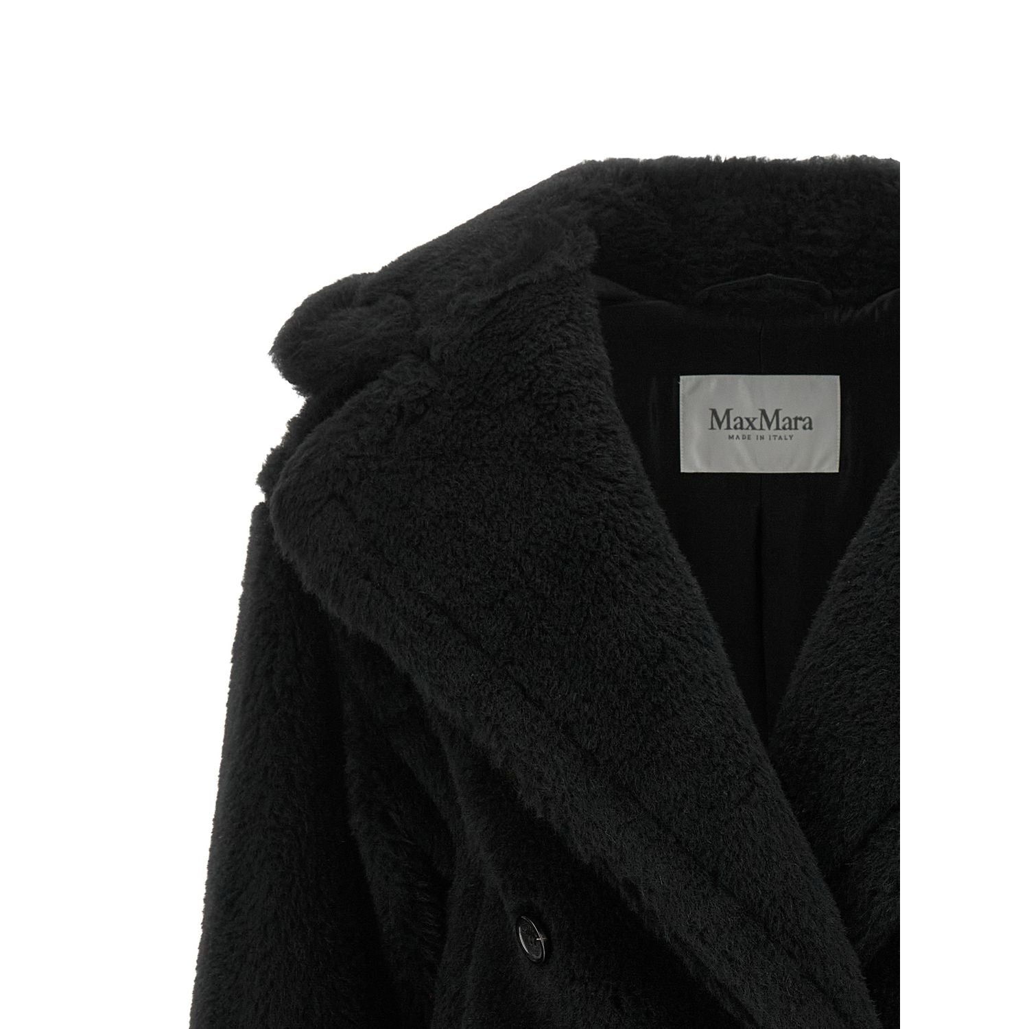 Max Mara Black Alpaca Leather Coat