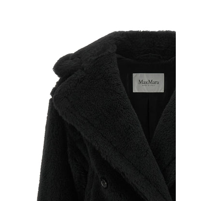 Max Mara Black Alpaca Leather Coat