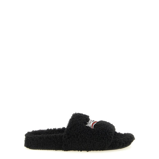Balenciaga Black Polyester Slides