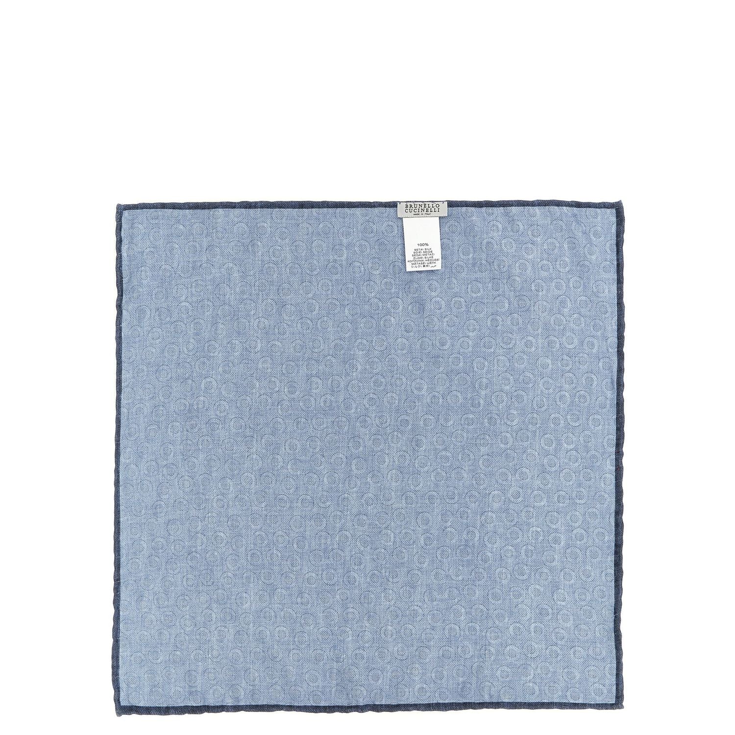 Brunello Cucinelli Blue Silk Pocket Square