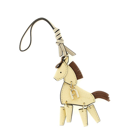 Furla Beige Leather Keychain