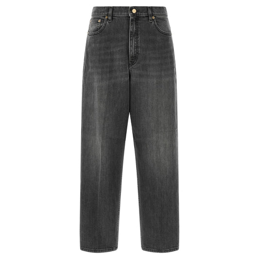 Fabiana Filippi Gray Cotton Relaxed Fit Jeans