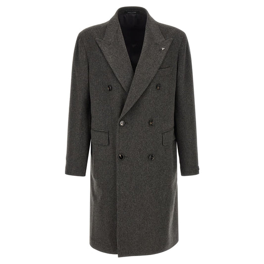Tagliatore Gray Virgin Wool Coat
