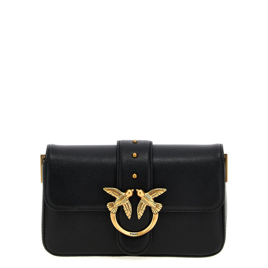 PINKO Black Calfskin Shoulder Bag