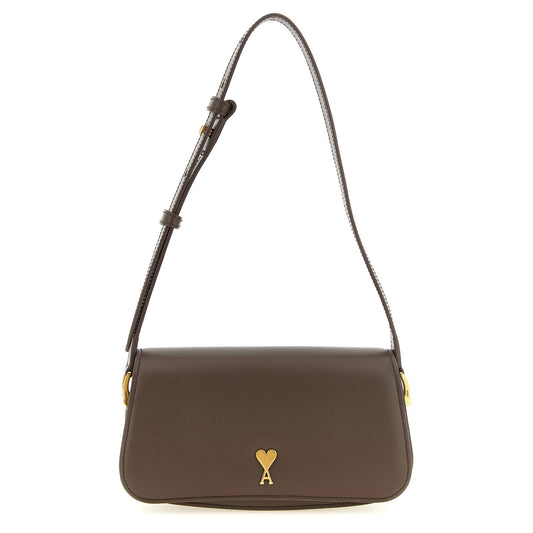 Ami Paris Brown Cowhide Shoulder Bag