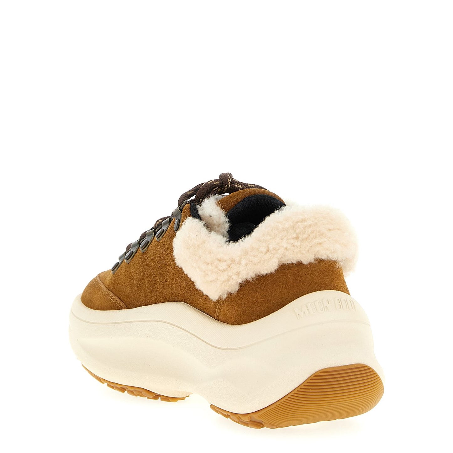 Moon Boot Beige Leather Chunky Sneakers
